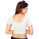 Generic Women's Short Sleeve Cotton Lycra Readymade Blouse (White, Free Size) - Image 2