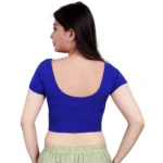 Generic Women's Short Sleeve Cotton Lycra Readymade Blouse (Royal Blue, Free Size) - Image 4