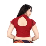 Generic Women's Short Sleeve Cotton Lycra Readymade Blouse (Maroon, Free Size) - Image 4