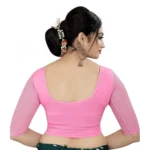 Generic Women's 3/4 th Sleeve Cotton Lycra Readymade Blouse (Baby Pink, Free Size) - Image 3