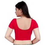 Generic Women's Short Sleeve Cotton Lycra Readymade Blouse (Red, Free Size) - Image 4