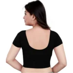 Generic Women's Short Sleeve Cotton Lycra Readymade Blouse (Black, Free Size) - Image 3