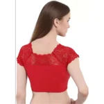 Generic Women's Short Sleeve Cotton Lycra Readymade Blouse (Red, Free Size) - Image 3