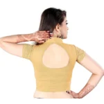 Generic Women's Short Sleeve Cotton Lycra Readymade Blouse (Beige, Free Size) - Image 4