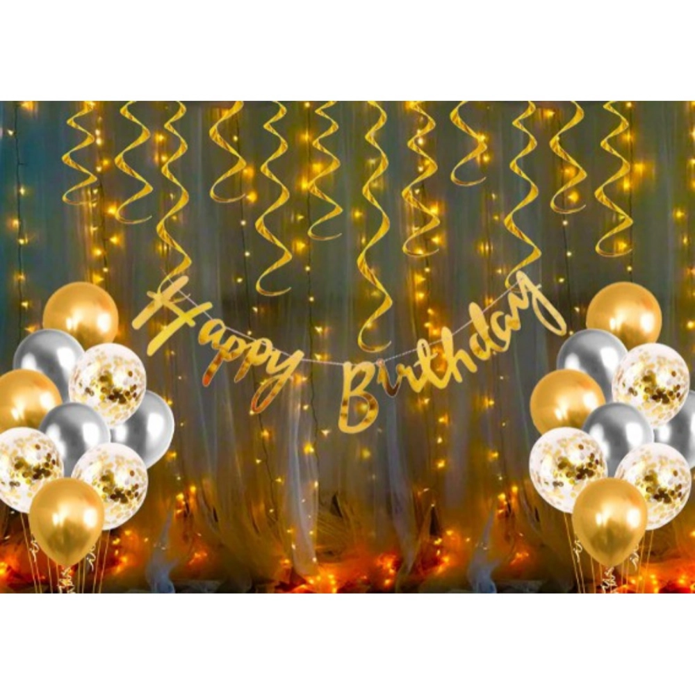 Happy Birthday Decoration Kit Combo with Fairy LED Light