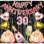 Rose Gold 30th Anniversary Foil Balloons and Decoration Set