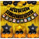 Multicolor Happy Birthday Decoration Combo with Curtains and Balloons