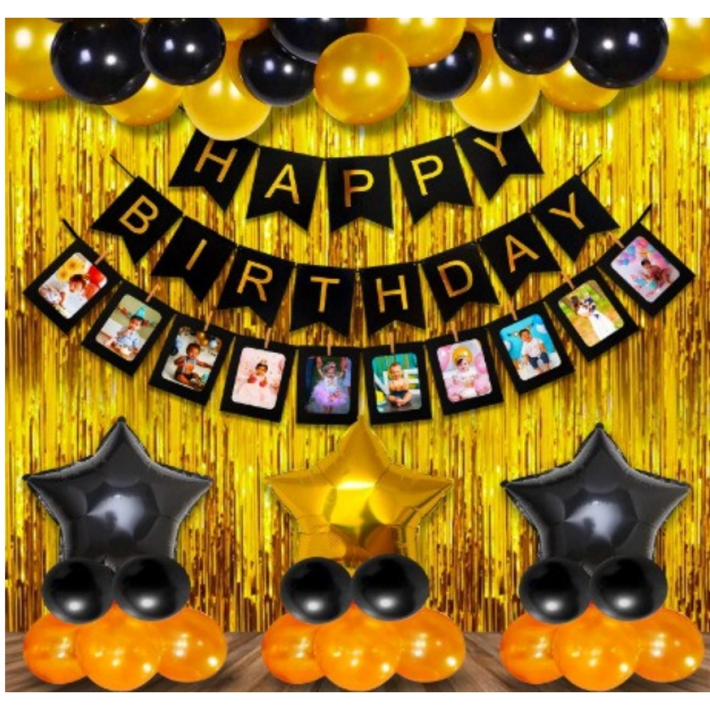 Multicolor Happy Birthday Decoration Combo with Curtains and Balloons