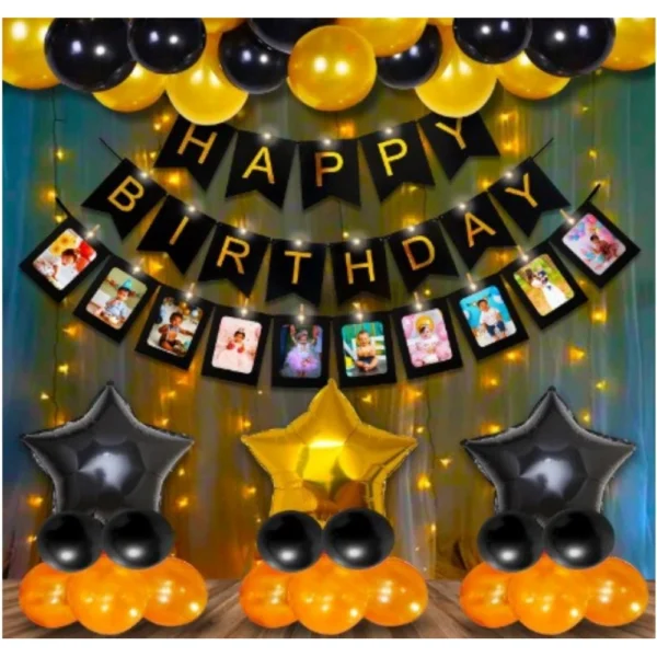 Multicolor Happy Birthday Decoration Combo with Foil Curtain and Balloons