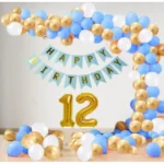 Blue 12th Birthday Decoration Kit for Boys and Girls