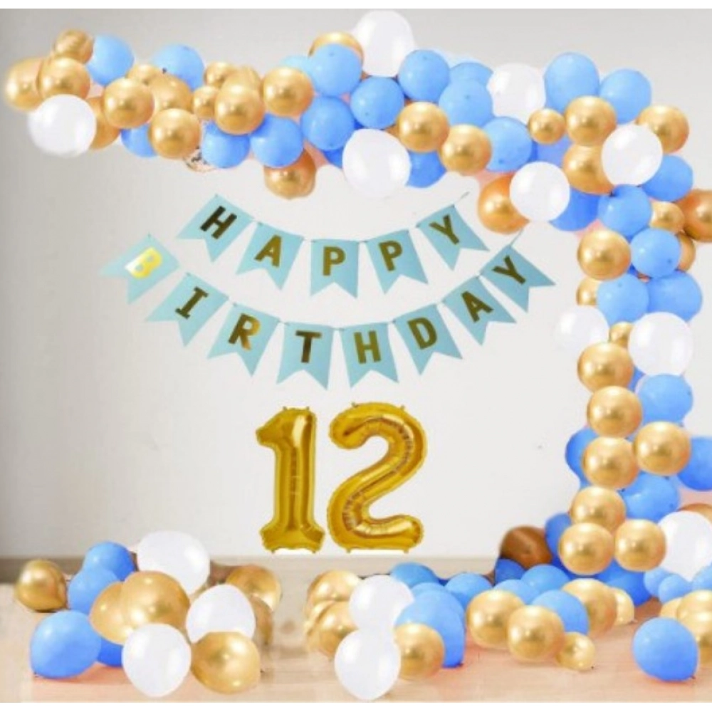 Blue 12th Birthday Decoration Kit for Boys and Girls