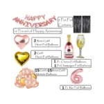 Generic 6Th Anniversary Rose Gold Foil Balloons With Happy Decoration Items Set (Rose Gold) - Image 3
