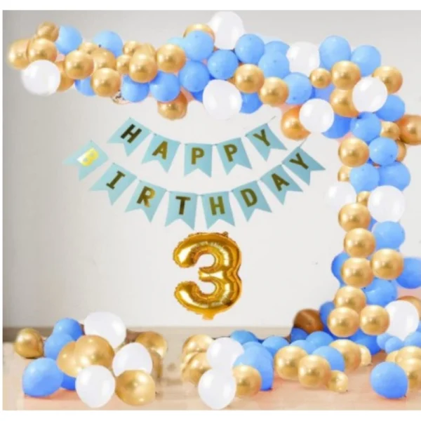 Blue 3rd Birthday Decoration Kit for Boys and Girls