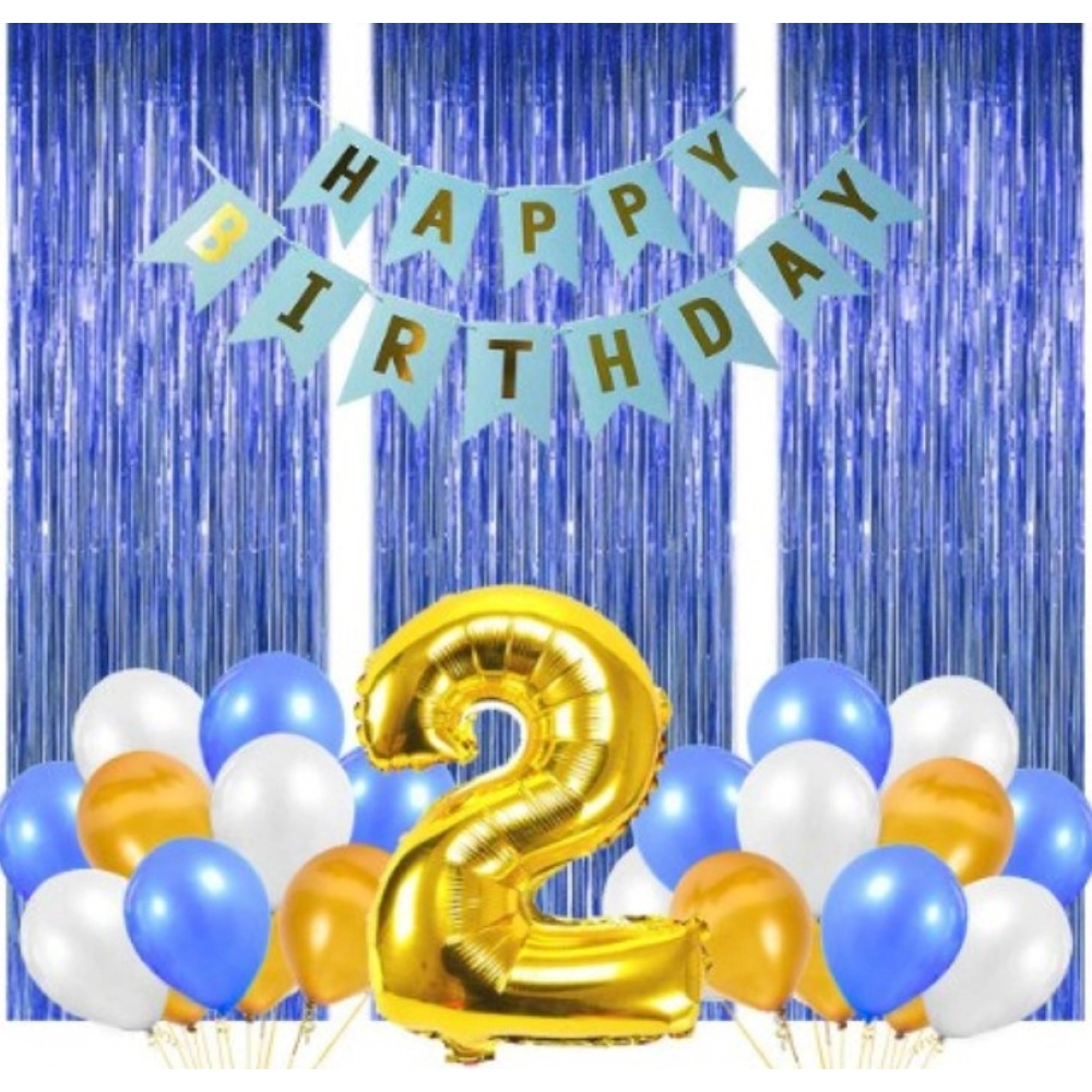 Multicolor 2nd Birthday Decoration Combo with Number 2 Foil Balloons