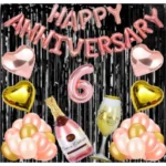 Rose Gold 6th Anniversary Foil Balloons and Decoration Set