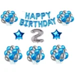 Blue and Silver 2nd Birthday Decoration Combo with Foil and Star Balloons