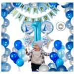 Blue First Birthday Baby Boy Theme Decoration Kit Combo