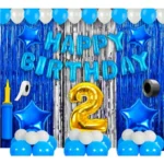 Multicolor 2nd Birthday Decoration Items for Boys Blue Theme