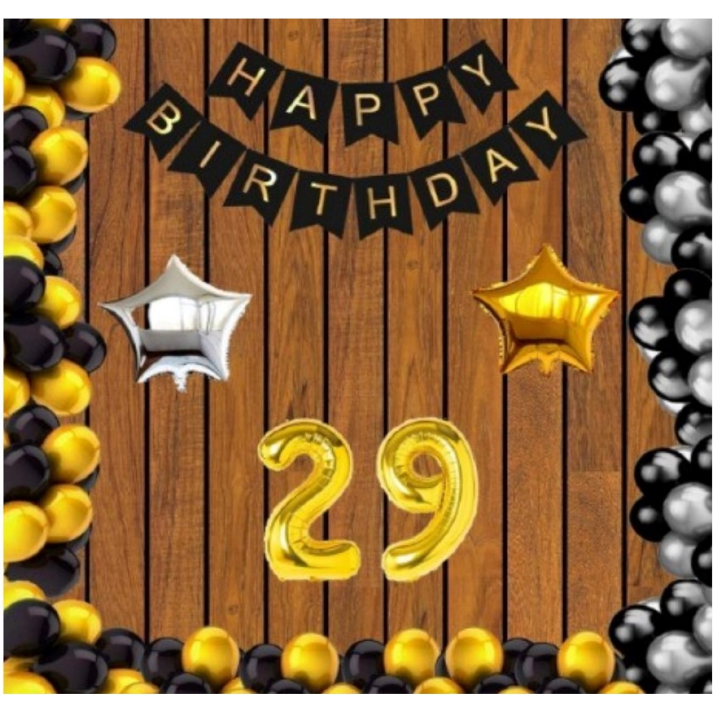 Multicolor 29th Birthday Gold Foil and Metallic Balloon Set