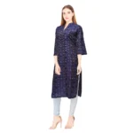 Generic Women's Sambalpuri Certified Handloom Chiffon Straight Kurti (Navy Blue) - Image 6