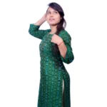 Generic Women's Sambalpuri Certified Handloom Pure Cotton Straight Kurti (Green) - Image 5