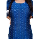 Generic Women's Sambalpuri Certified Handloom Cotton A-Line Kurti (Blue) - Image 5