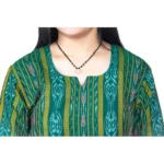 Generic Women's Sambalpuri Certified Handloom Pure Cotton Straight Kurti (Green) - Image 4