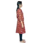Generic Women's Sambalpuri Certified Handloom Pure Cotton Straight Kurti (Maroon) - Image 3