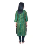 Generic Women's Sambalpuri Certified Handloom Pure Cotton Straight Kurti (Green) - Image 2