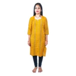 Generic Women's Sambalpuri Certified Handloom Pure Cotton Straight Kurti (Yellow)