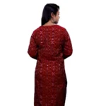 Generic Women's Sambalpuri Certified Handloom Pure Cotton Straight Kurti (Red) - Image 2