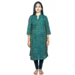 Generic Women's Sambalpuri Certified Handloom Pure Cotton Straight Kurti (Green)