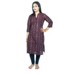 Generic Women's Sambalpuri Certified Handloom Pure Cotton Straight Kurti (Brown) - Image 6