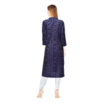 Generic Women's Sambalpuri Certified Handloom Chiffon Straight Kurti (Navy Blue) - Image 3