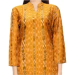 Generic Women's Sambalpuri Certified Handloom Cotton Straight Kurti (Mustard Yellow) - Image 3