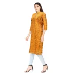 Generic Women's Sambalpuri Certified Handloom Cotton Straight Kurti (Mustard Yellow) - Image 4