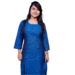 Generic Women's Sambalpuri Certified Handloom Cotton A-Line Kurti (Blue) - Image 3