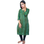 Generic Women's Sambalpuri Certified Handloom Pure Cotton Straight Kurti (Green) - Image 6