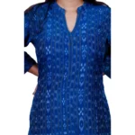 Generic Women's Sambalpuri Certified Handloom Cotton A-Line Kurti (Blue) - Image 2