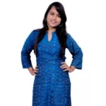 Generic Women's Sambalpuri Certified Handloom Cotton A-Line Kurti (Blue) - Image 4