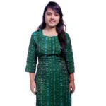 Generic Women's Sambalpuri Certified Handloom Pure Cotton Straight Kurti (Green)