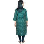 Generic Women's Sambalpuri Certified Handloom Pure Cotton Straight Kurti (Green) - Image 4
