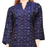 Generic Women's Sambalpuri Certified Handloom Chiffon Straight Kurti (Navy Blue) - Image 2