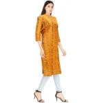 Generic Women's Sambalpuri Certified Handloom Cotton Straight Kurti (Mustard Yellow) - Image 6
