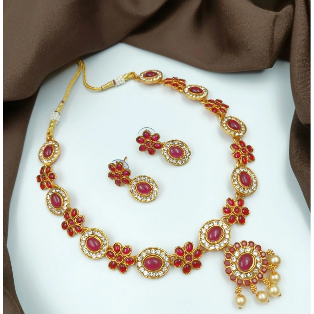 Red Gold Plated Traditional Necklace