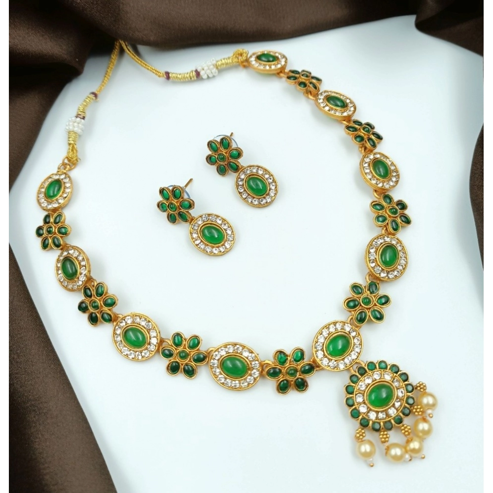 Green Temple Gold Plated Necklace