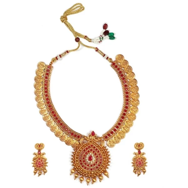 gold plated temple necklace set
