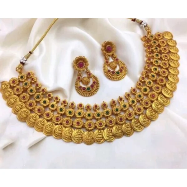 Indian Jewellery Set for Women - Red & Green Ethnic Design, Free Size - Front View by Nari Haat, Indian ethnic wear, ...