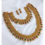EleganceJewels Women's Traditional Indian Jewelry Set - Red & Green, Free Size - Front View by Nari Haat, Indian ethn...