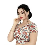 Generic Women's Short Sleeve Lycra Blend Readymade Blouse (Multi Color, Free Size: Up To 34 Inch) - Image 2